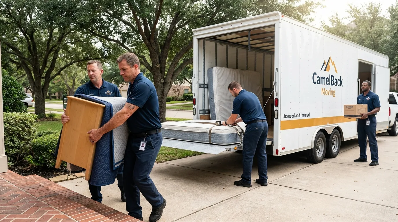 Crew loading residential truck for cross-state move from Chariton, IA