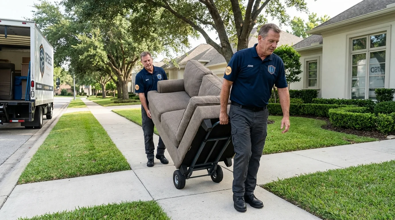 Local residential moving crew loading furniture in Chariton, IA